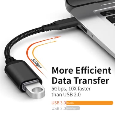 USB-C hane till USB 3.0 honadapter Svart 20 cm