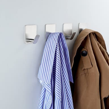 4-pack 304 rostfritt stål utan stansning Väggmonterade klädkrokar Silv