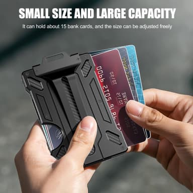 RFID korthållare för 6 kort och ID-korthållare med klämma Svart