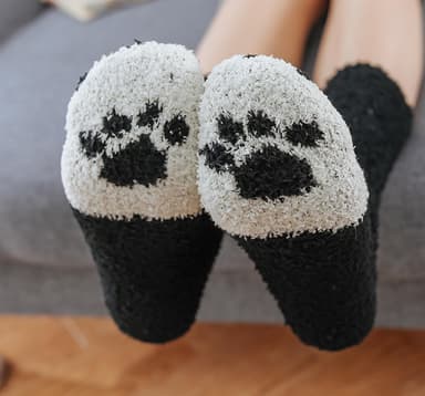 Fluffiga kattstrumpor med kattassar 6 olika par