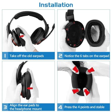 Öronkuddar för Sennheiser GSP 600/500 Svart 1 Par