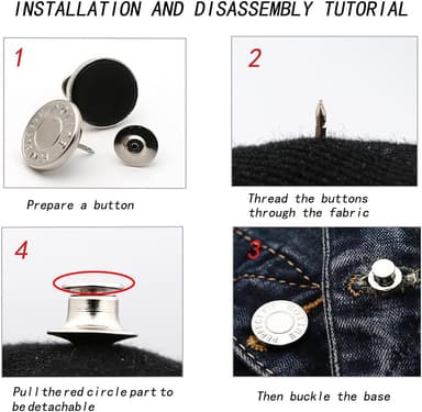 Avtagbara jeansknappar 10-pack Mode Jeans