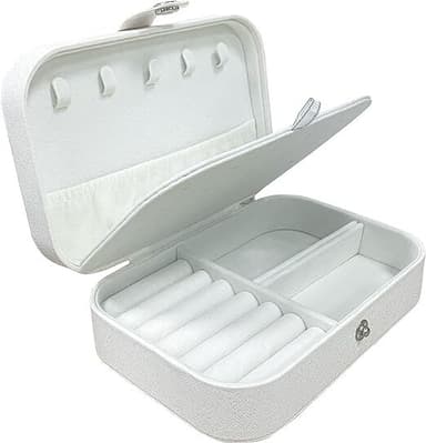 Resesmyckefodral Bärbar smyckeförvaringslåda Vit