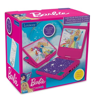 Barbie bärbar DVD-spelare 7 roterande skärm med USB-port och hörlurar