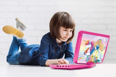 Barbie bärbar DVD-spelare 7 roterande skärm med USB-port och hörlurar