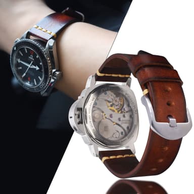 Ersättande klockarmband klockarmband i äkta läder 24 mm