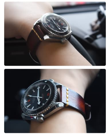 Ersättande klockarmband klockarmband i äkta läder 24 mm