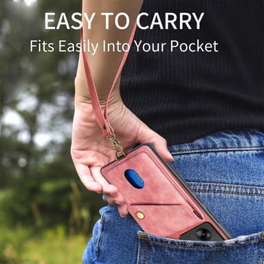 SKALO Xiaomi 13T/13T Pro PU Läder Skal med Korthållare/Plånbok - Rosa