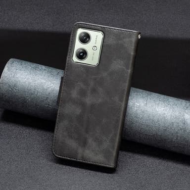SKALO Motorola Moto G54 5G Plånboksfodral i PU-Läder - Svart