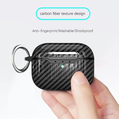 SKALO AirPods Pro 2 Carbon Fiber TPU Fodral med Nyckelring - Svart