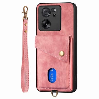 SKALO Xiaomi 13T/13T Pro PU Läder Skal med Korthållare/Plånbok - Rosa