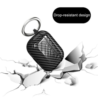 SKALO AirPods Pro 2 Carbon Fiber TPU Fodral med Nyckelring - Svart