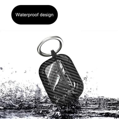 SKALO AirPods Pro 2 Carbon Fiber TPU Fodral med Nyckelring - Svart