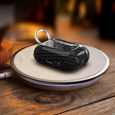 SKALO AirPods Pro 2 Carbon Fiber TPU Fodral med Nyckelring - Svart