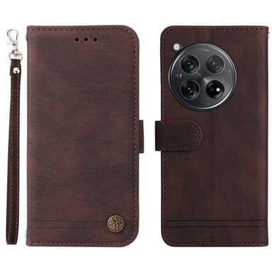 SKALO OnePlus 12R 5G Plånboksfodral i PU-Läder - Brun