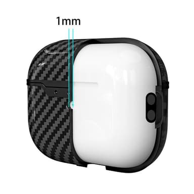SKALO AirPods Pro 2 Carbon Fiber TPU Fodral med Nyckelring - Svart