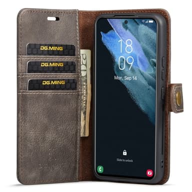 DG MING Samsung S24 2-i-1 Magnet Plånboksfodral - Grå