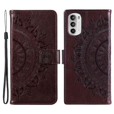 SKALO Motorola Moto G52 Mandala Plånboksfodral - Brun