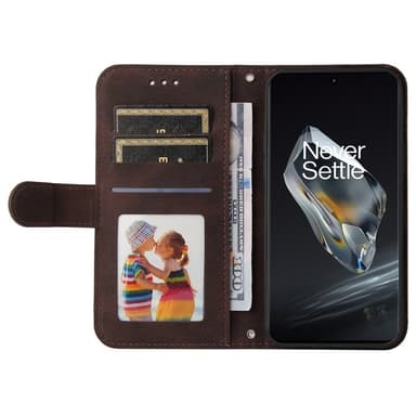 SKALO OnePlus 12R 5G Plånboksfodral i PU-Läder - Brun