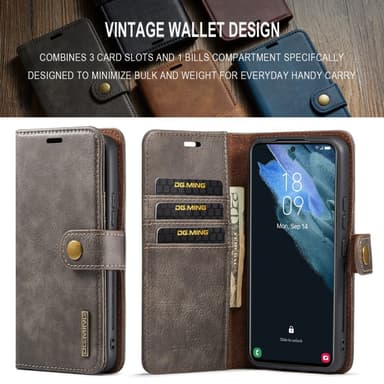 DG MING Samsung S24 2-i-1 Magnet Plånboksfodral - Grå