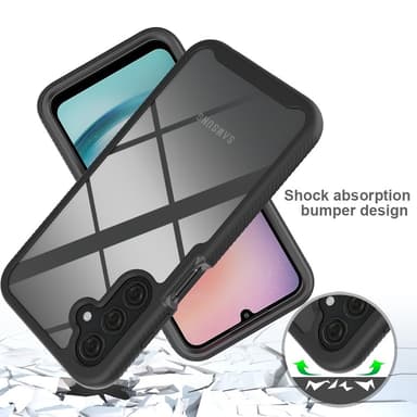SKALO Samsung A25 5G Shockproof Clear Hybrid Skal - Svart