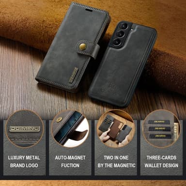 DG MING Samsung S24 2-i-1 Magnet Plånboksfodral - Grå