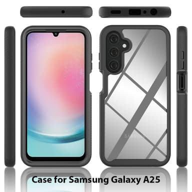 SKALO Samsung A25 5G Shockproof Clear Hybrid Skal - Svart