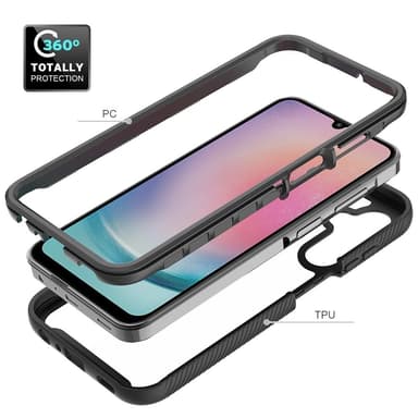 SKALO Samsung A25 5G Shockproof Clear Hybrid Skal - Svart