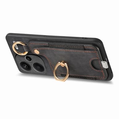 SKALO Xiaomi Redmi Note 13 Pro+ PU-Läder Korthållare Skal - Svart