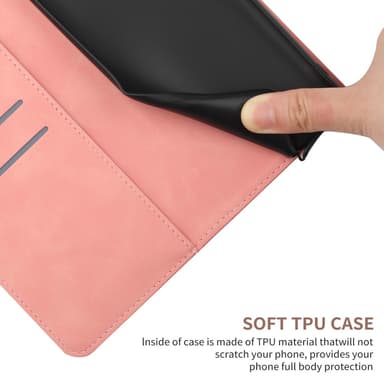 SKALO Motorola Moto E14 4G Embossed Plånboksfodral i PU-Läder - Rosa