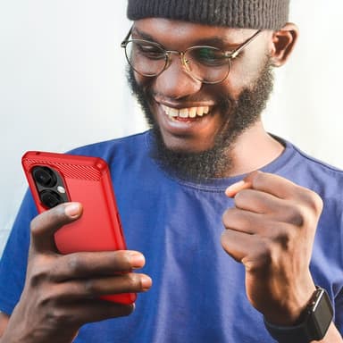 SKALO OnePlus Nord CE 3 Lite 5G Armor Carbon Stöttåligt TPU-skal - Röd
