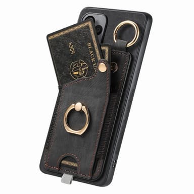 SKALO Xiaomi Redmi Note 13 Pro+ PU-Läder Korthållare Skal - Svart