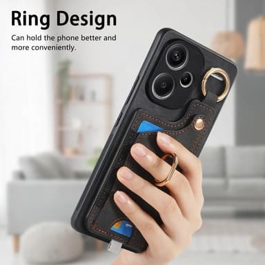 SKALO Xiaomi Redmi Note 13 Pro+ PU-Läder Korthållare Skal - Svart