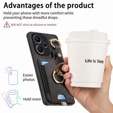 SKALO Xiaomi Redmi Note 13 Pro+ PU-Läder Korthållare Skal - Svart