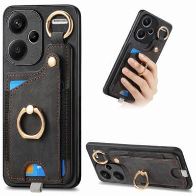 SKALO Xiaomi Redmi Note 13 Pro+ PU-Läder Korthållare Skal - Svart
