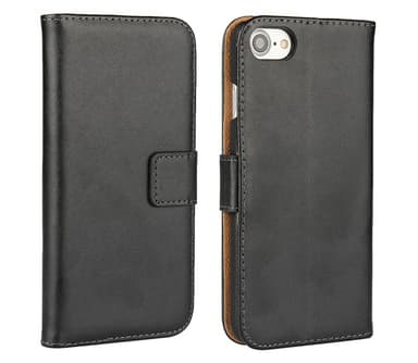 SKALO iPhone 7/8 Plånboksfodral Äkta Skinn - Svart