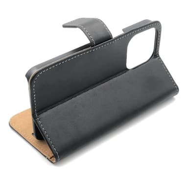 SKALO iPhone 13 Pro Plånboksfodral Äkta Skinn - Svart