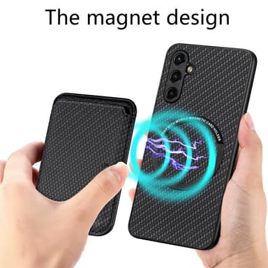 SKALO Samsung A54 5G Carbon Fiber Skal med Korthållare - Svart