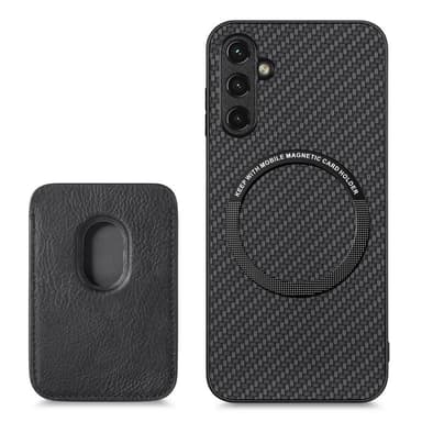 SKALO Samsung A54 5G Carbon Fiber Skal med Korthållare - Svart