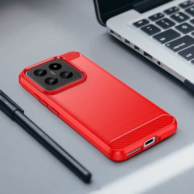 SKALO Xiaomi 14 5G Armor Carbon Stöttåligt TPU-skal - Röd