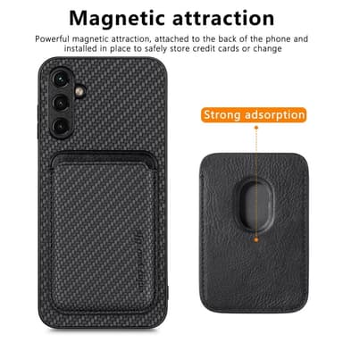 SKALO Samsung A54 5G Carbon Fiber Skal med Korthållare - Svart