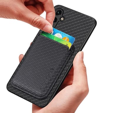 SKALO Samsung A54 5G Carbon Fiber Skal med Korthållare - Svart