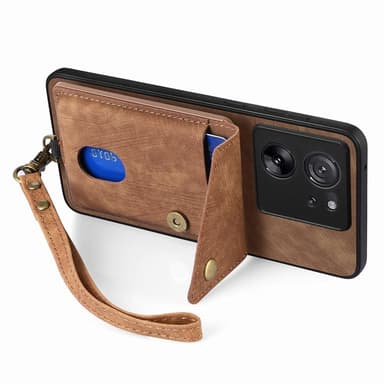 SKALO Xiaomi 13T/13T Pro PU Läder Skal med Korthållare/Plånbok - Brun