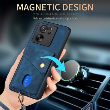 SKALO Xiaomi 13T/13T Pro PU Läder Skal med Korthållare/Plånbok - Brun