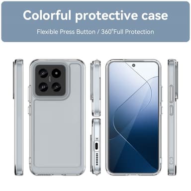 SKALO Xiaomi 14 5G Transparent TPU Metalknappar Skal - Transparent