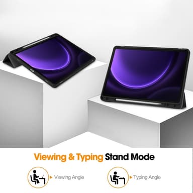 SKALO Samsung Tab S9/S9 FE Trifold Fodral - Svart