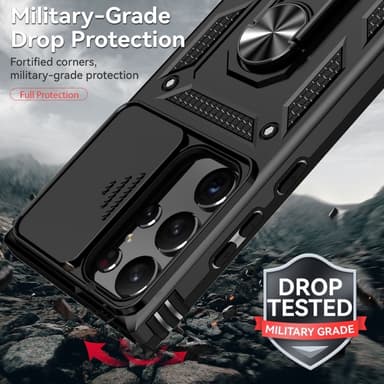 SKALO Samsung S23 Ultra Armor Hybrid Metallring Kameraslider - Svart