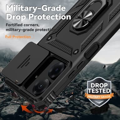 SKALO Xiaomi Redmi 13C 4G Armor Hybrid Metallring Kameraslider - Svart