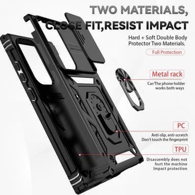 SKALO Samsung S23 Ultra Armor Hybrid Metallring Kameraslider - Svart