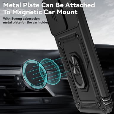 SKALO Xiaomi Redmi 13C 4G Armor Hybrid Metallring Kameraslider - Svart